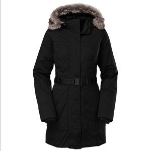 The North Face black belted women’s parka size M